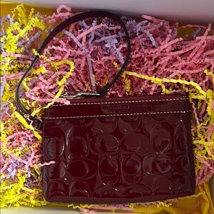 Coach Burgundy Patent Leather Wristlet